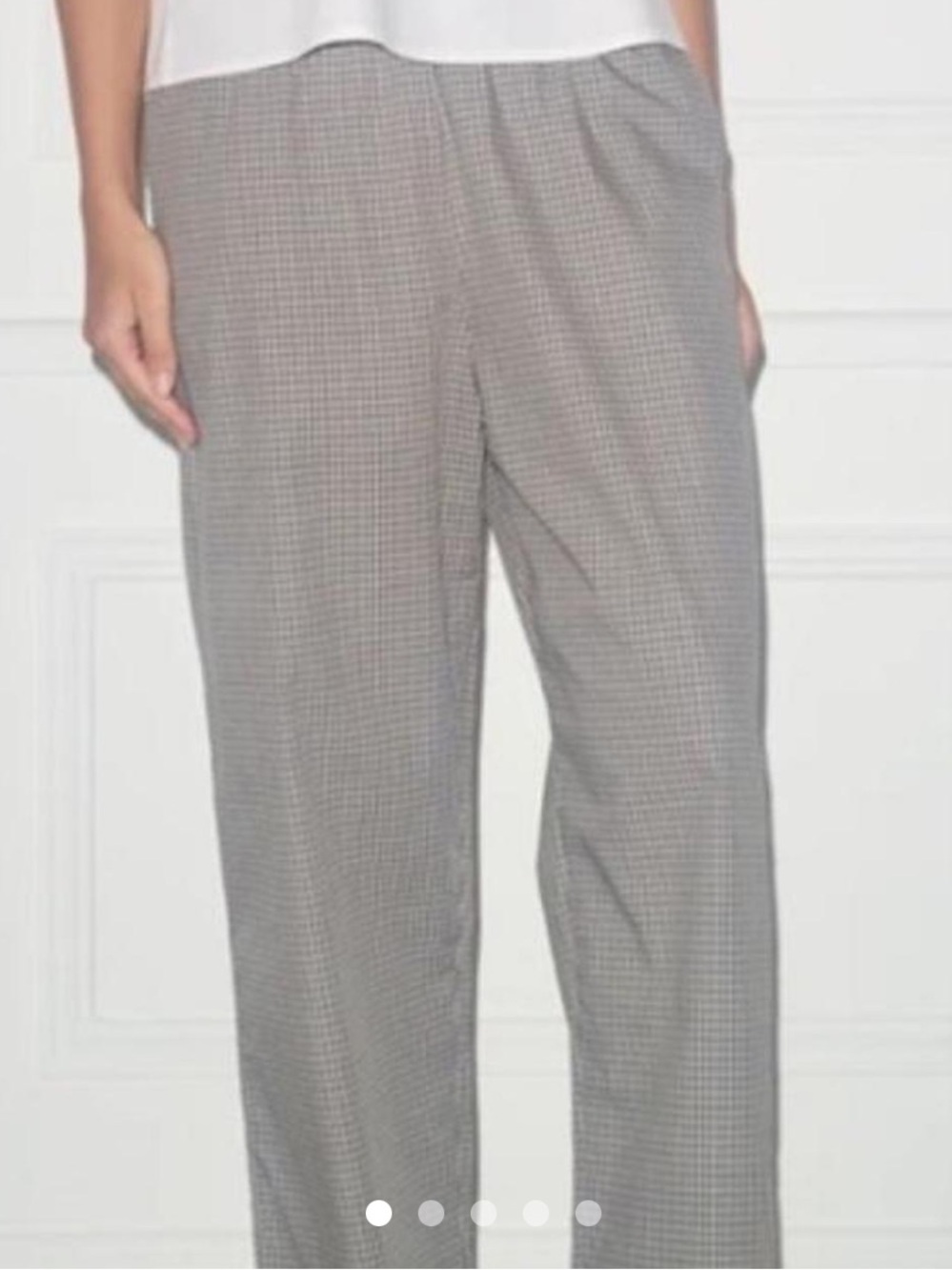 Deiji Studios Linen Ease Trouser Blue Check Elastic Waist Pants Size Small